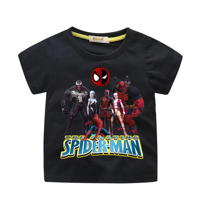 Toddler Boy Girls T-shirts Cartoon Cute Spiderman Print Tshirts Costume Children Summer Clothing Kids Short Sleeve Tee Top WJ207 (5)
