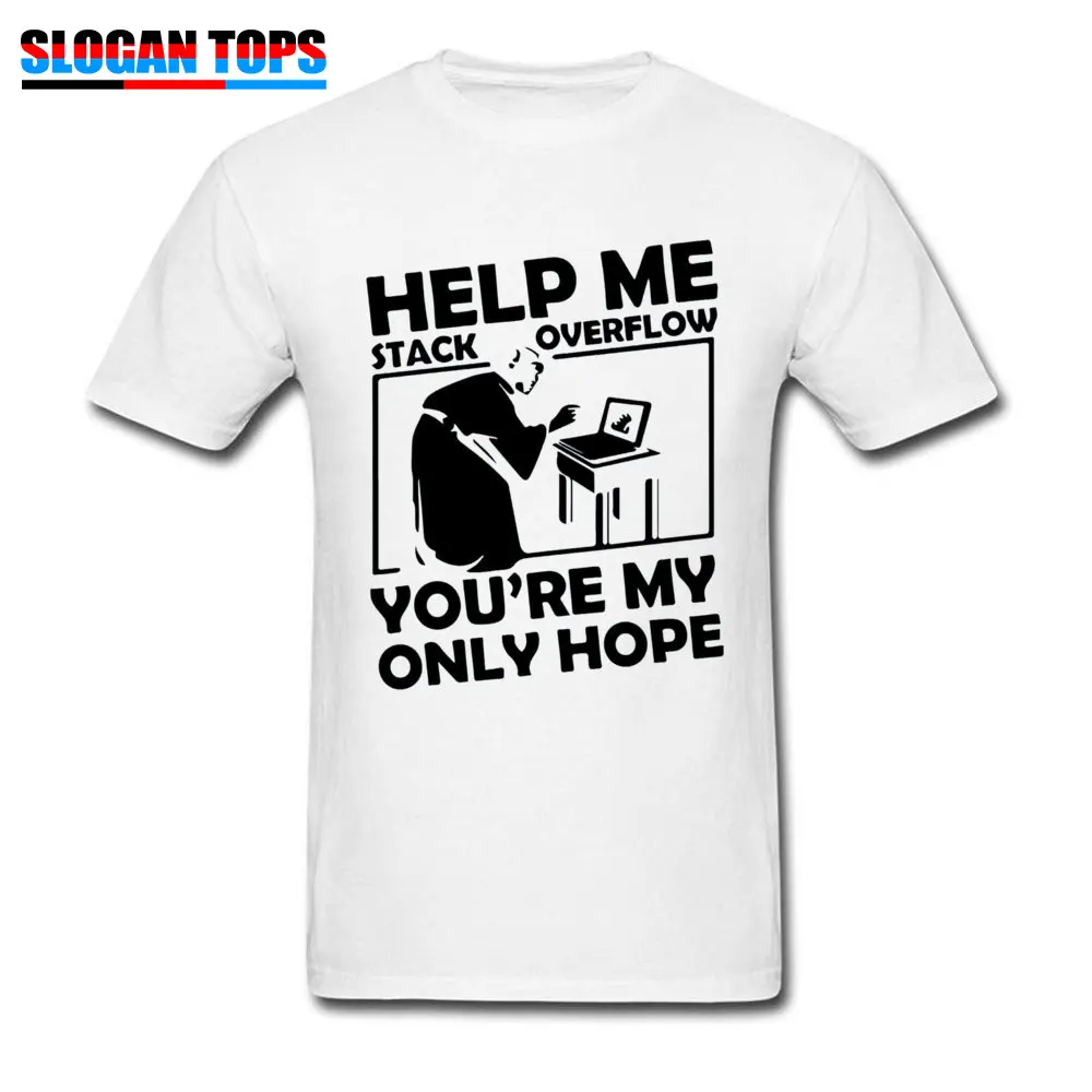 Casual Birthday Tshirts Wholesale Labor Day Short Sleeve Round Neck T Shirt Pure Cotton Men Casual T Shirt Top Quality Help me stack overflow youre my only hope 5363 white