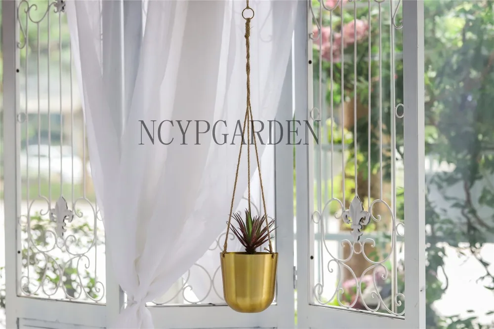 Modern Hanging Metal Flower pot Planter European  American style Succulents Vase Container Gold