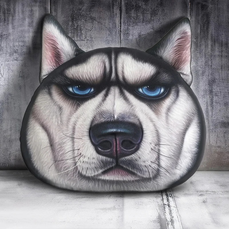 35cm x 36cm 3D lindo gato perro cabeza almohada cojín hogar sofá