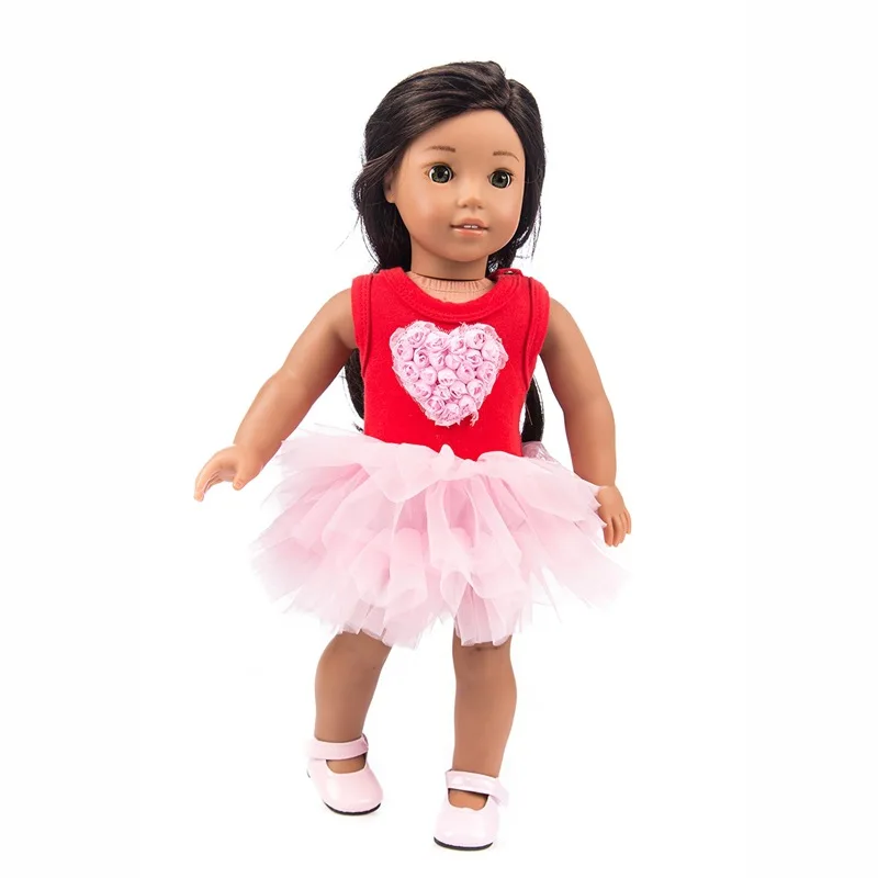 

Cute Doll Dress Fit For 43cm Princess Baby Doll Love Flower TuTu Dress Babies Reborn Doll Clothes Accessories