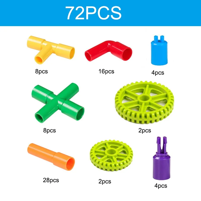 Красочные Образовательные водопроводные строительные блоки игрушки для детей DIY сборка туннель из труб блок модель игрушки для детей - Цвет: 72PCS