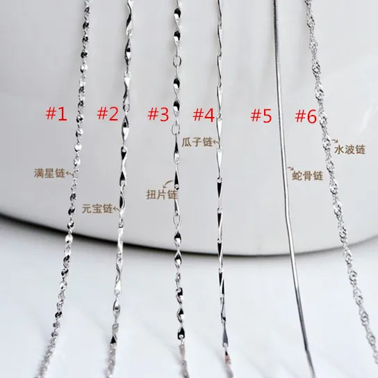 

6 Kinds of 17.8 inch / 45cm Silver Chains Necklace Clasps Fit Women Pendants Box Chain Rope Chain Snake Chain Jewelry
