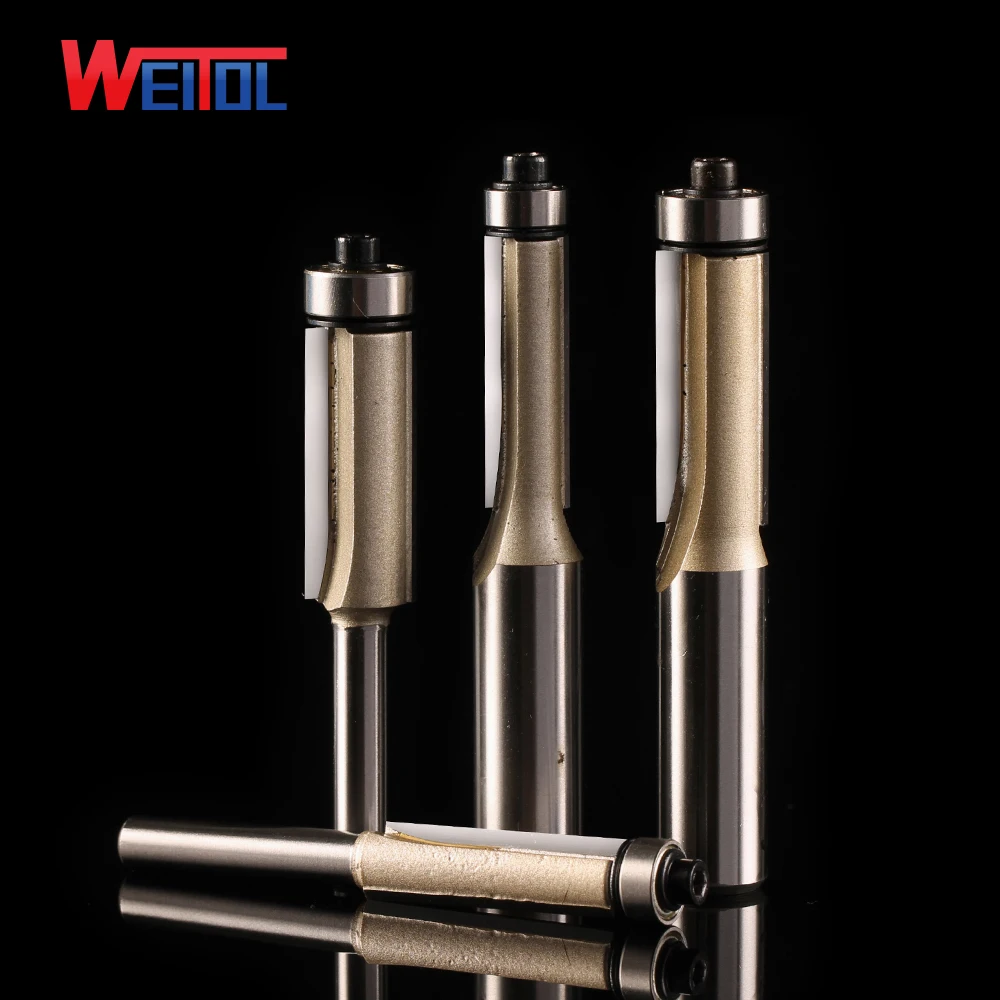Weitol 1pcs 1/2 Straight Shank Carbide Flush Trim Bit With Bearing