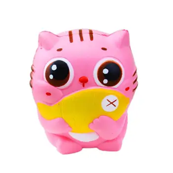 

Kawaii Cat Hold a Fish Animal Slow Rising Squeeze Phone Straps Squishies Squeeze Antistress Toys for Kid Adults