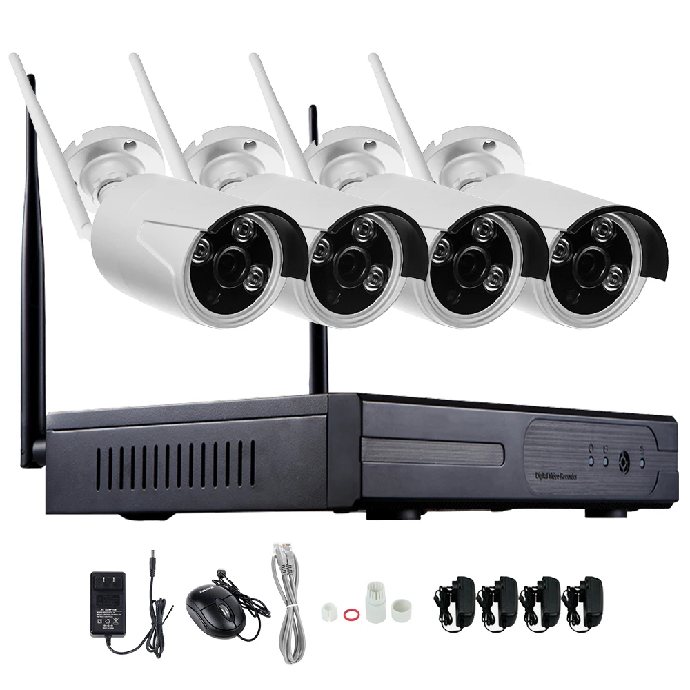 720P 960P 1080P 4CH Wireless CCTV System WiFi NVR IP Camera IR-CUT Bullet CCTV Home Security System Surveillance Kits
