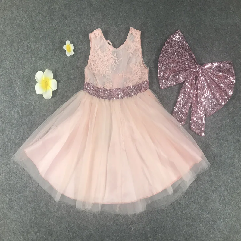 1-6year Female children Princess dress  Kids Clothing  sequined bow gauze girl's fashion vest dress (13)