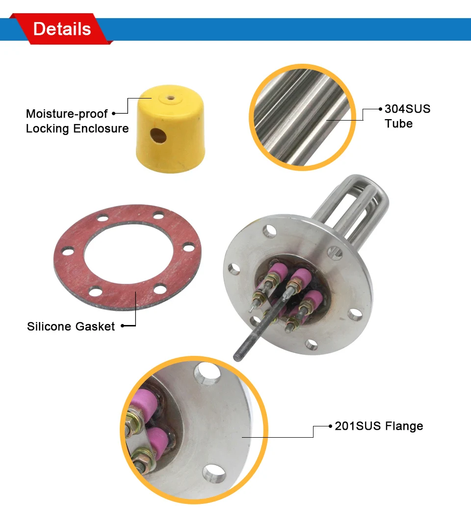 LJXH водный нагревательный элемент 220 В/380 В фланцевый дисковый тип, 3 кВт/6 кВт/9 кВт нагревательная труба из нержавеющей стали для резервуаров для воды, котлов