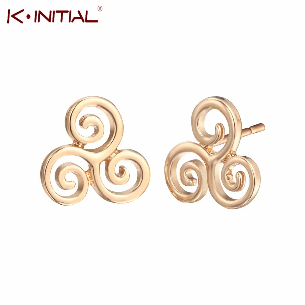 Kinitial Triskelion серьги гвоздики вихревые Спиральные Модные женские ювелирные изделия