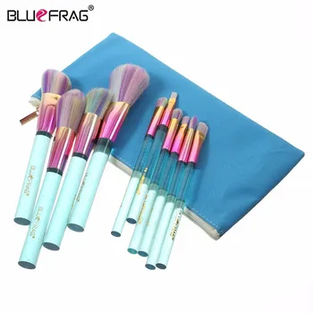 

BLUEFRAG Mermaid Brushes 10pcs Professional Blue and Pink Makeup Brush set Top Synthetic Hair Beauty Essentials Brush