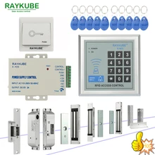RAYKUBE RFID система контроля доступа комплект с электронным замком пароль клавиатуры и RFID считыватель DIY комплект для безопасности двери