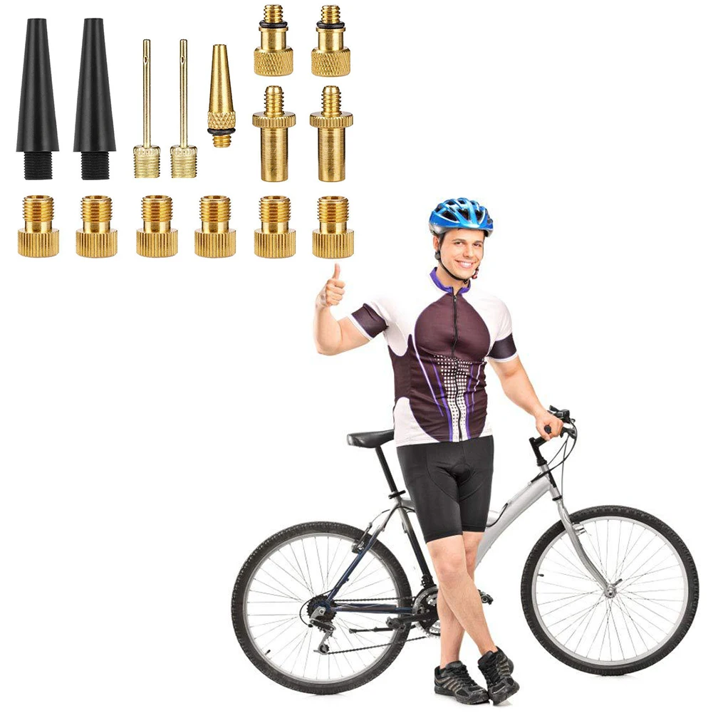 

10/15pcs Tire Standard Size Durable Copper Air Pump Portable Easy Install Adapter Set Inflator Bicycle Lightweight
