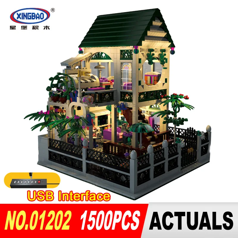 

XingBao 01202 1500Pcs CreativeWith USB light Series The the Romantic heart Set Education Building Blocks Bricks Toys model