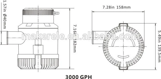 Горячая Распродажа фабрики Китая MKBP-G3000-12/24 3000GPH 12/24 v маленькие электрические водяные насосы, помпа для дирижабль, лодка