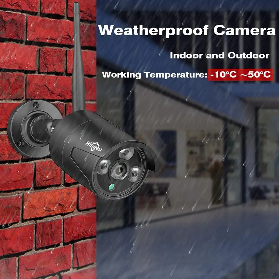Hiseeu 1080P HD уличная система камер домашней безопасности 4CH CCTV видео Наблюдение Беспроводной NVR комплект 960P Wifi камера безопасности комплект