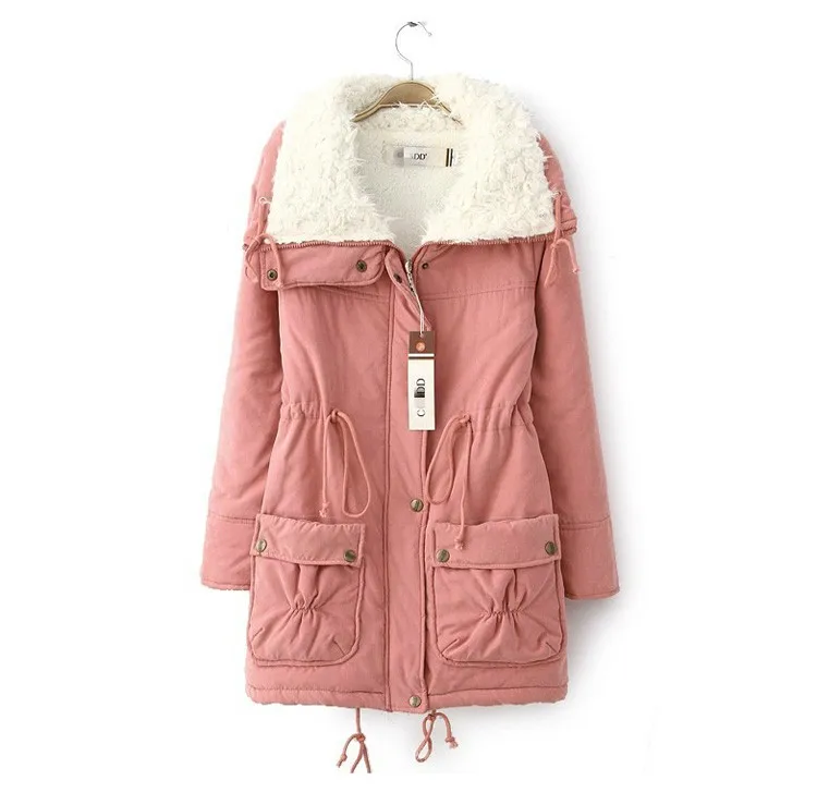 New Fashion Women Turn Down Collar Thicken Warm Lady Slim Winter Jacket And Coats Plus Size Coat Female Lamb's Wool Jacket JT350 (1)