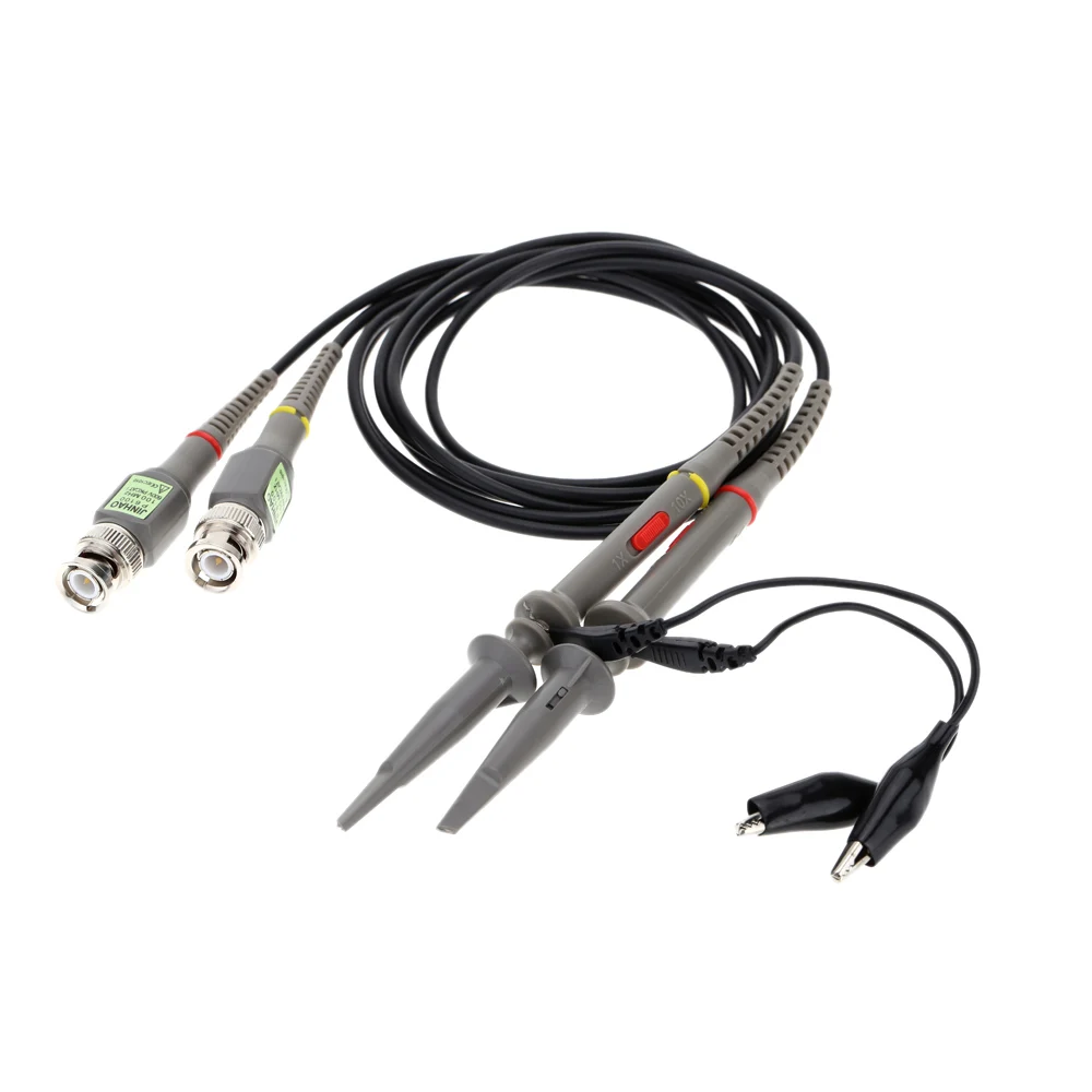 

2016 P6100 2Pcs High Precision kit Oscilloscope Probe 1X 10X 100MHz Alligator Clip Test Probe sonda osciloscopio