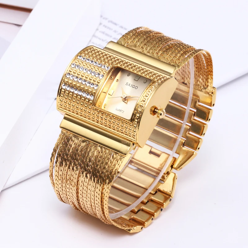 2019 New Luxury Brand Gold Quartz Watch Women Watches Full Steel Ladies ...