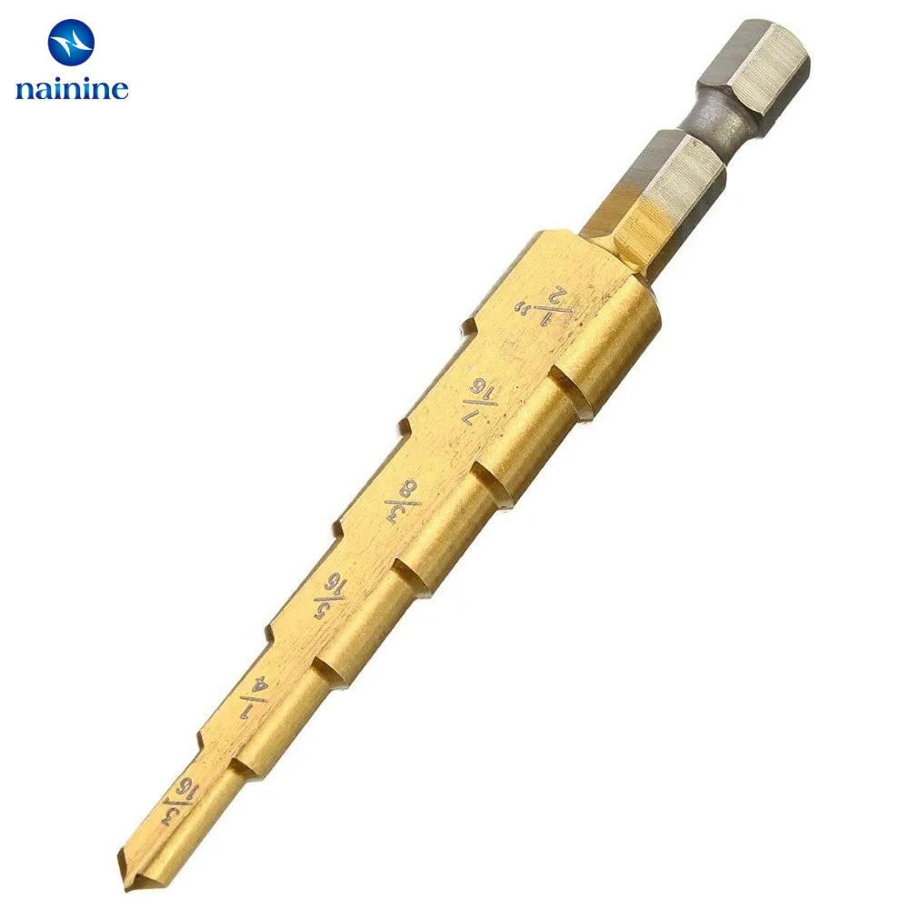 Nainine 1 шт. 3/16-1/2 &quot1/8-1/2'' 1/4-3/4 ''HSS титановое ступенчатое сверло набор 28