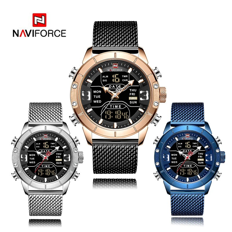Мужские часы лучший бренд класса люкс NAVIFORCE 9153 секундомер светодиодный