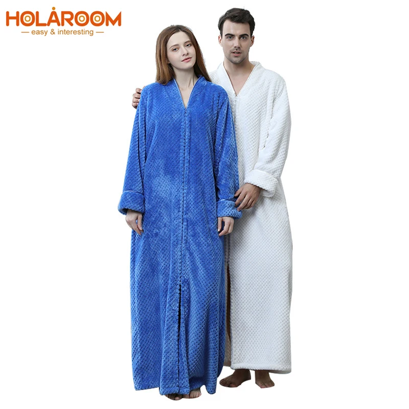 Women Zipper Bath Gown Bathroom Towel Bathrobe Girl's Pajamas Body Spa