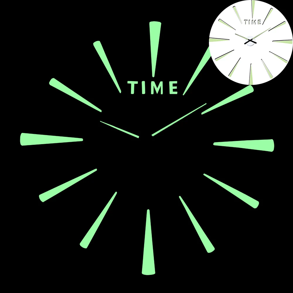 Светящиеся 3d Большой акриловый круг зеркальные настенные часы короткие diy кварцевые часы натюрморт часы украшение для дома наклейки для гостиной