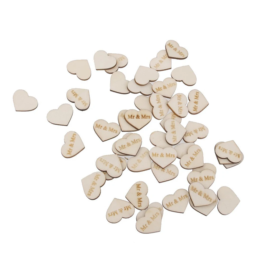 

LYFS Wooden Heart Carved with Mr Mrs Wedding Embellishments Table Decoration Valentine's Day gift Crafting DIY Accessory