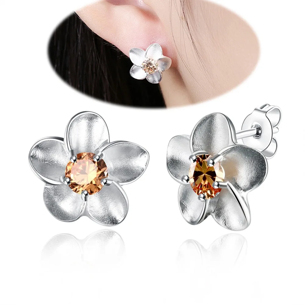 Girls Cute Stud Earrings Silver Plated Inlaid Zircon Jewelry Best