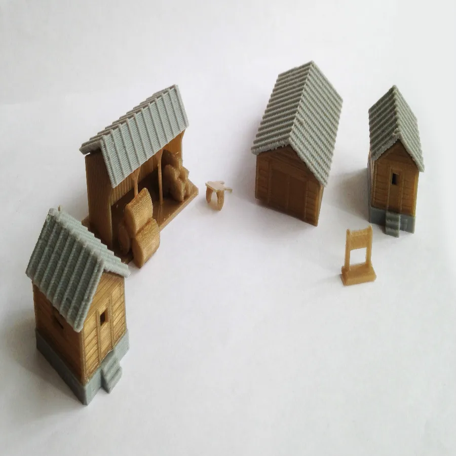 

Train railway model scene N ratio 1:160 country farm building set Applicable 1:144