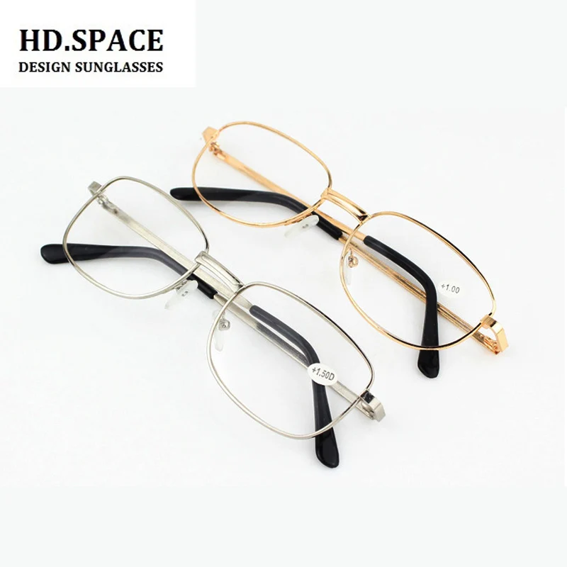 HD. space, полностью Металлическая оправа, стеклянные линзы, женские и мужские очки для чтения, женские и мужские очки унисекс+ 1,0+ 1,5+ 2,0+ 2,5+ 3,0+ 3,5+ 4,0