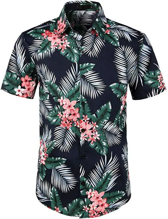 

hawaiian shirt tropical plant print men shirts clothes 2019 cotton casual tops casual floral streetwear japanese new
