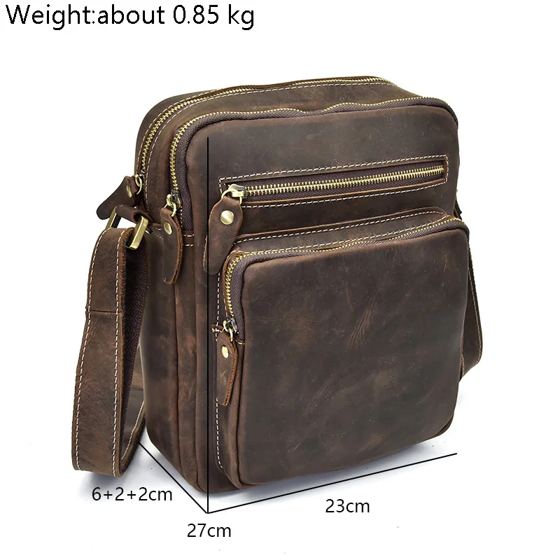 

Crazy Horse Leather Man Shoulder Bag Flap Vintage Real Genuine Cow Leather Small Men Crossbody Messenger Bags Travel bags male