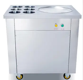 

Hottest and lowest investment fully stainless steel single round pan with 6 tanks friy ice cream machine/fried ice cream machine
