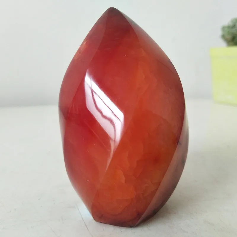 

100%Natural red agate crystal flame decorated agate ice cream mineral specimen