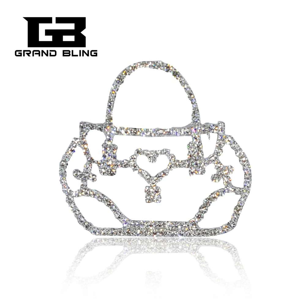 

2017 Fashion Jewelry Rhinestone Bag Shape Silver Plated Brooch Pins for Suit Hats