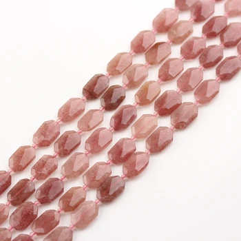 

Strawberry Quartz Faceted Slab Loose Beads Necklace Bracelet,Natural Crystal Quartz Center Drilled Cut Nugget Beads Charm