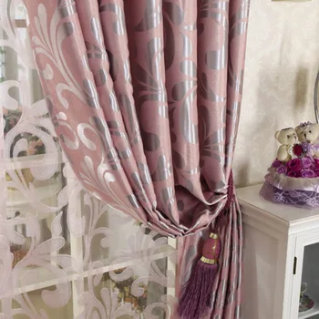 

European Double jacquard curtain for living room thickening blackout curtains Embossed pattern tulle curtains for bedroom window