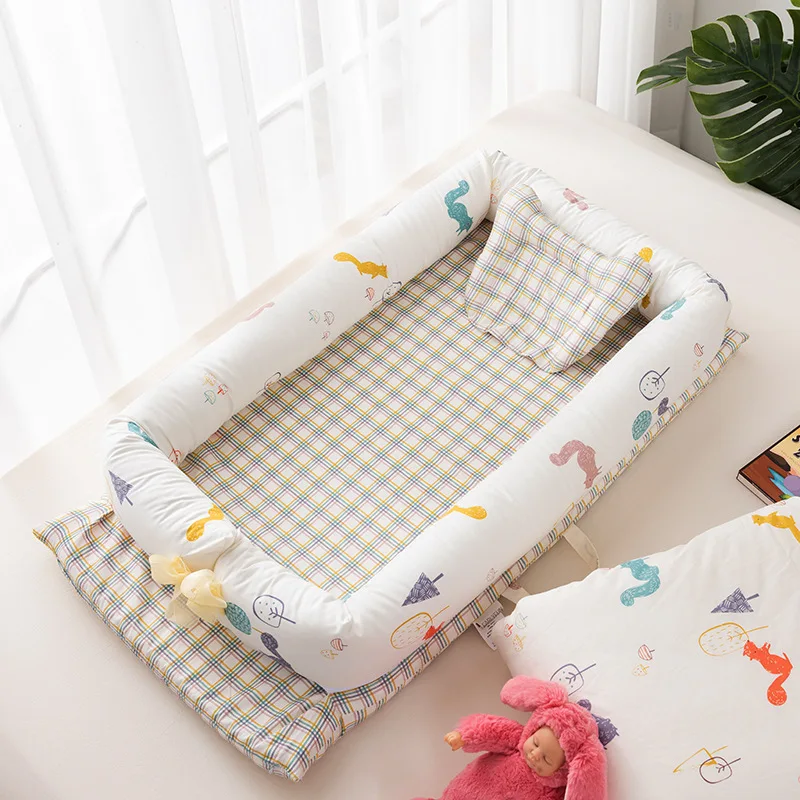 Mommyhood хлопковая портативная детская кроватка туристическая детская кроватка складная кровать съемное спальное гнездо разборка машина-стирка кроватка-корзинка