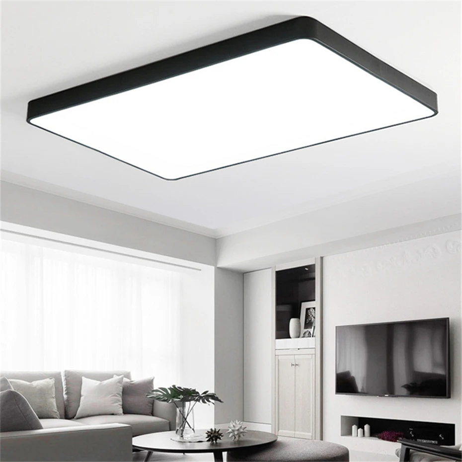 Современный ультра-тонкий 5 см светодиодный потолочный светильник Железный квадратный стиль черный/белый Потолочный светильник для гостиной спальни внутреннего ресторана