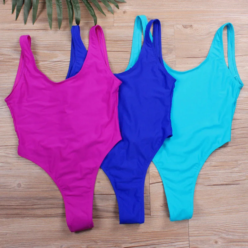 

Sexy One Piece Swimsuit Women Swimwear 2017 High Cut Out Beach Wear Backless Bathing Suit Halter Monokini Thong Bottom Bikinis