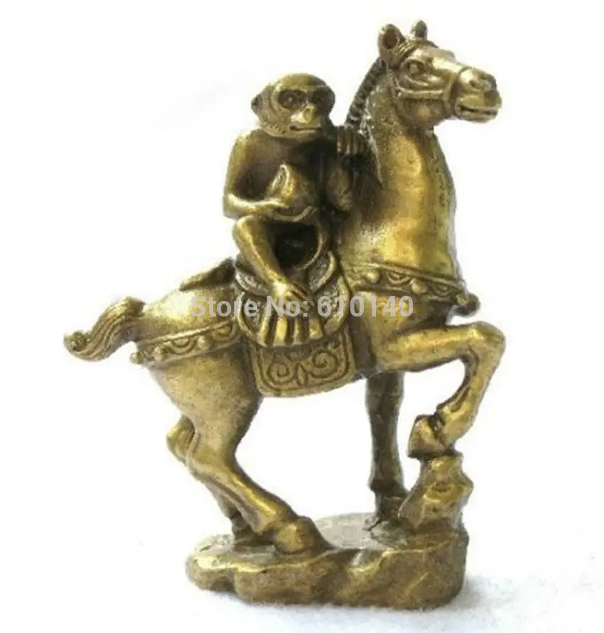 

China Small Collectibles Brass Monkey&Horse Statues