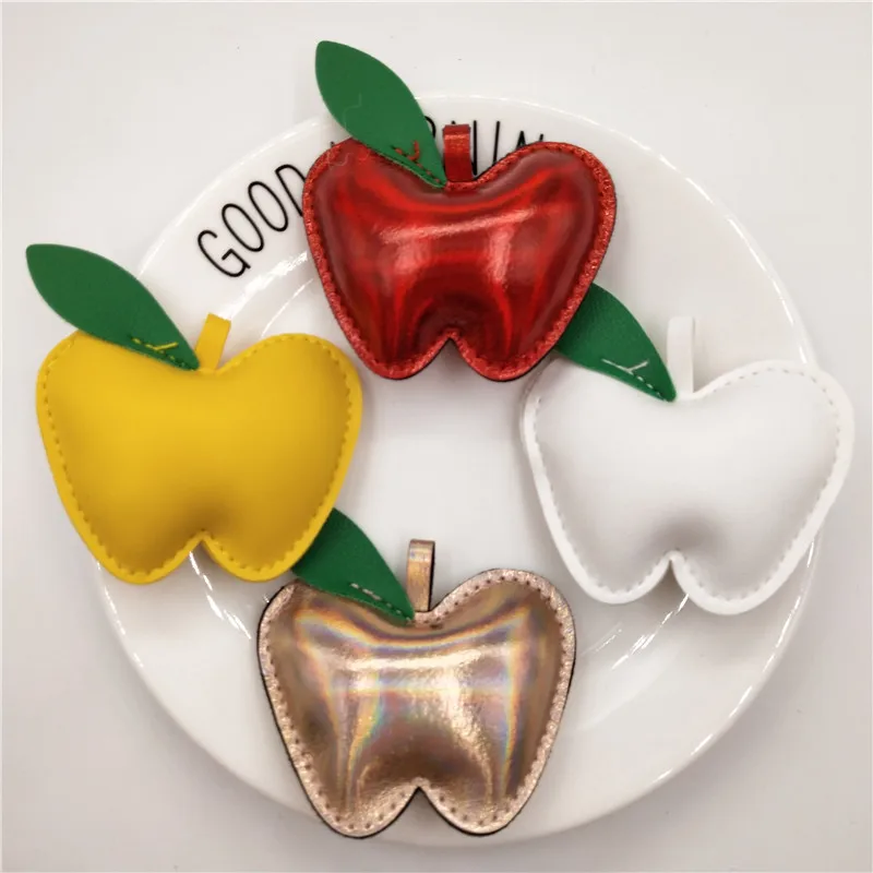 

6.5CM 10pcs/lot Mix Color PU leather Apple for keychian pedant