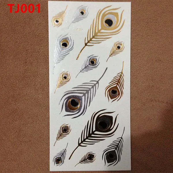 Feather Design 1Sheet Flash Tattoo Gold Temporary Tattoos Glitter Stickers Sexy Products Paper For Women&Men Tatuagem Metalica Feather Design 1Sheet Flash Tattoo Gold Temporary Tattoos Glitter Stickers Sexy Products Paper For Women&Men Tatuagem Metalica