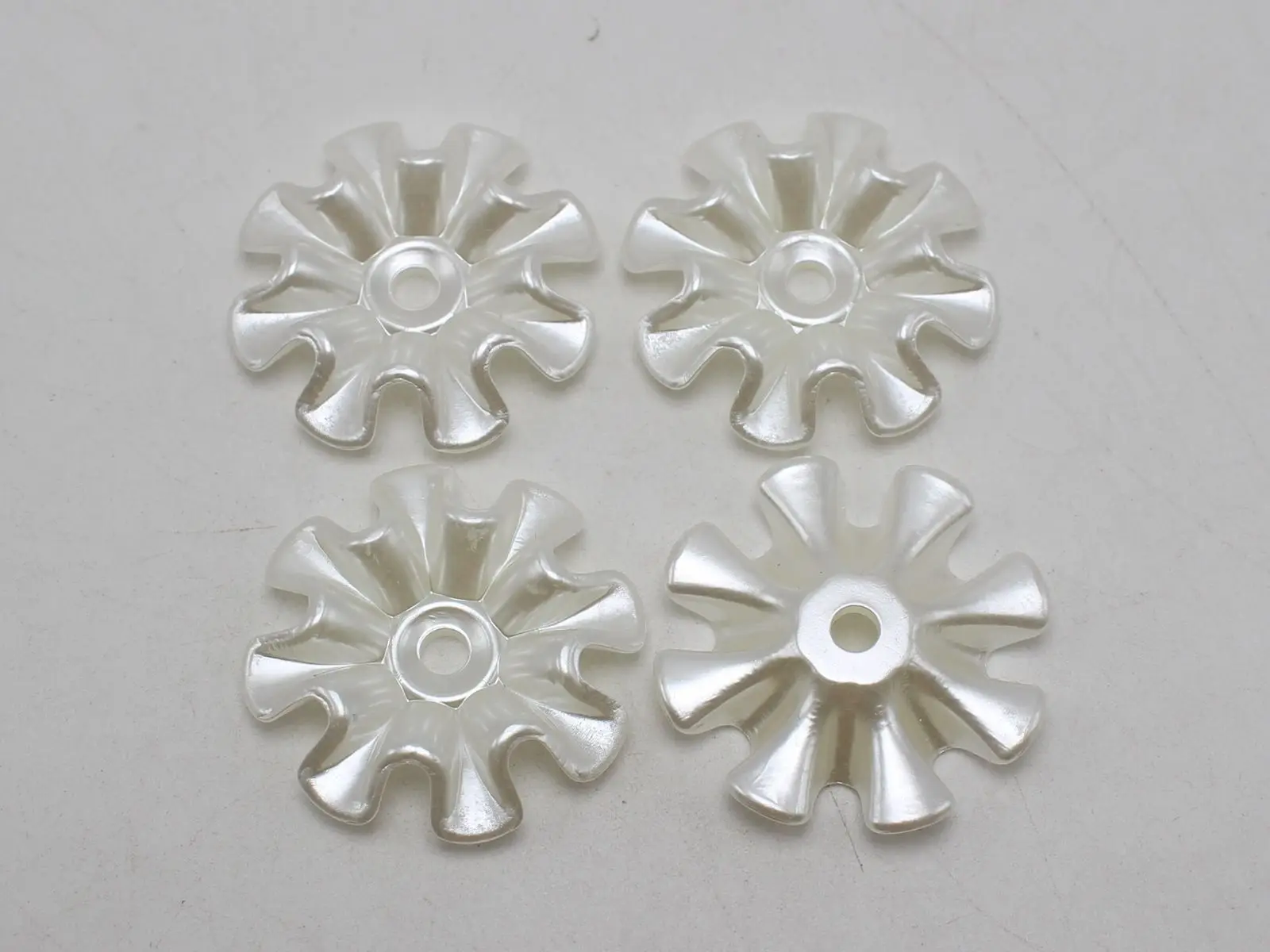 30 Ivory Acrylic Large Pearl Flower Sew On Beads 33mm Center Hole Sewing Craft