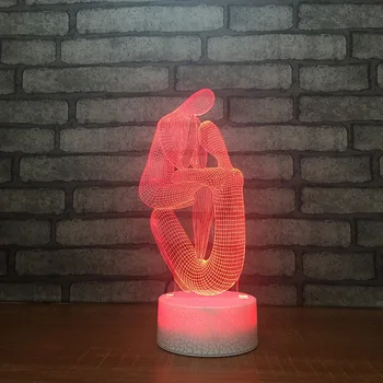 

3D Led 7 Color Change New Interesting Acrylic Abstract Modelling Night Lights Home Decoration Button Table Lamp Usb Bedroom Gift