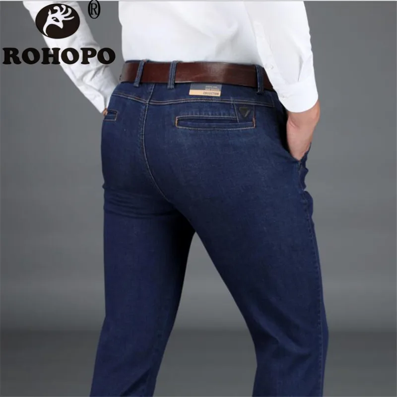 

Black Thick Cotton Jeans New Design Brand Spandex Elasticity Sportswear Denim Trousers 2019 Business Man Straight Casual Jeans