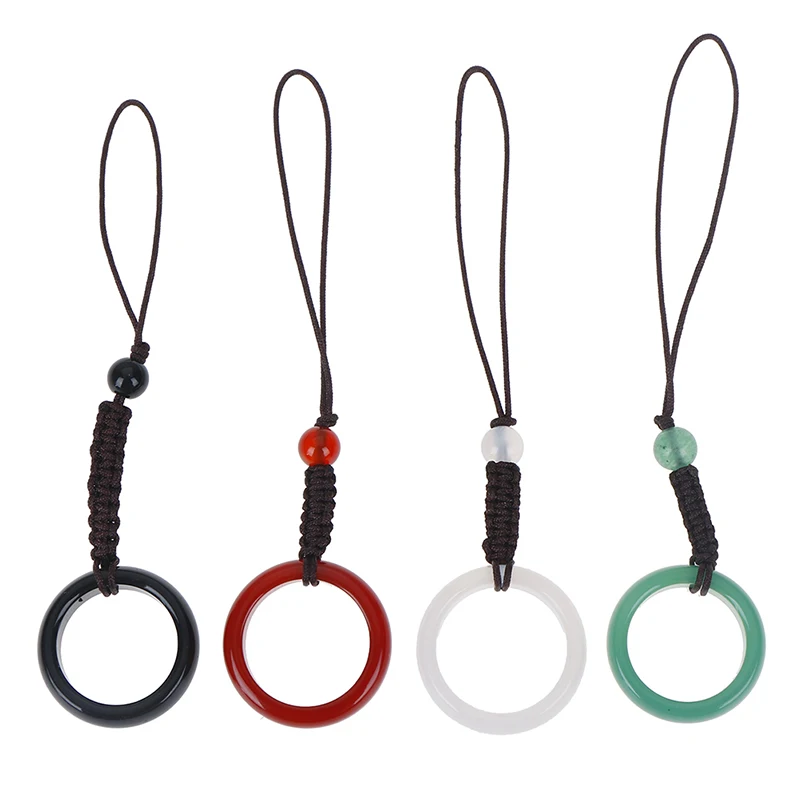 Finger Ring Hand Rope Artificial Agate Pendants Keychain Mobile Phone Strap Anti Drop Fall Protector