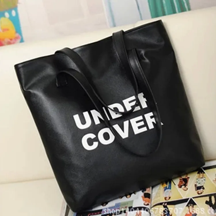 

2019 new wind large capacity shoulder bag pu fashion shopping bag letters printed women's bags