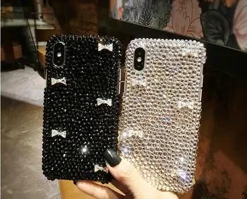 

For OPPO A73 F5 F7 F9 F11 Pro A3 A3S A5 A5S A7 A8 A9 2020 A11 Realme C2 A1k X X2 3 5 Pro XT Luxury Bow Full Rhinestone Case