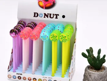 

korea candy color donut gel Pen Kawaii needle Pen student Writting pen office school prize staitonery item 36pc/lot ZF1668